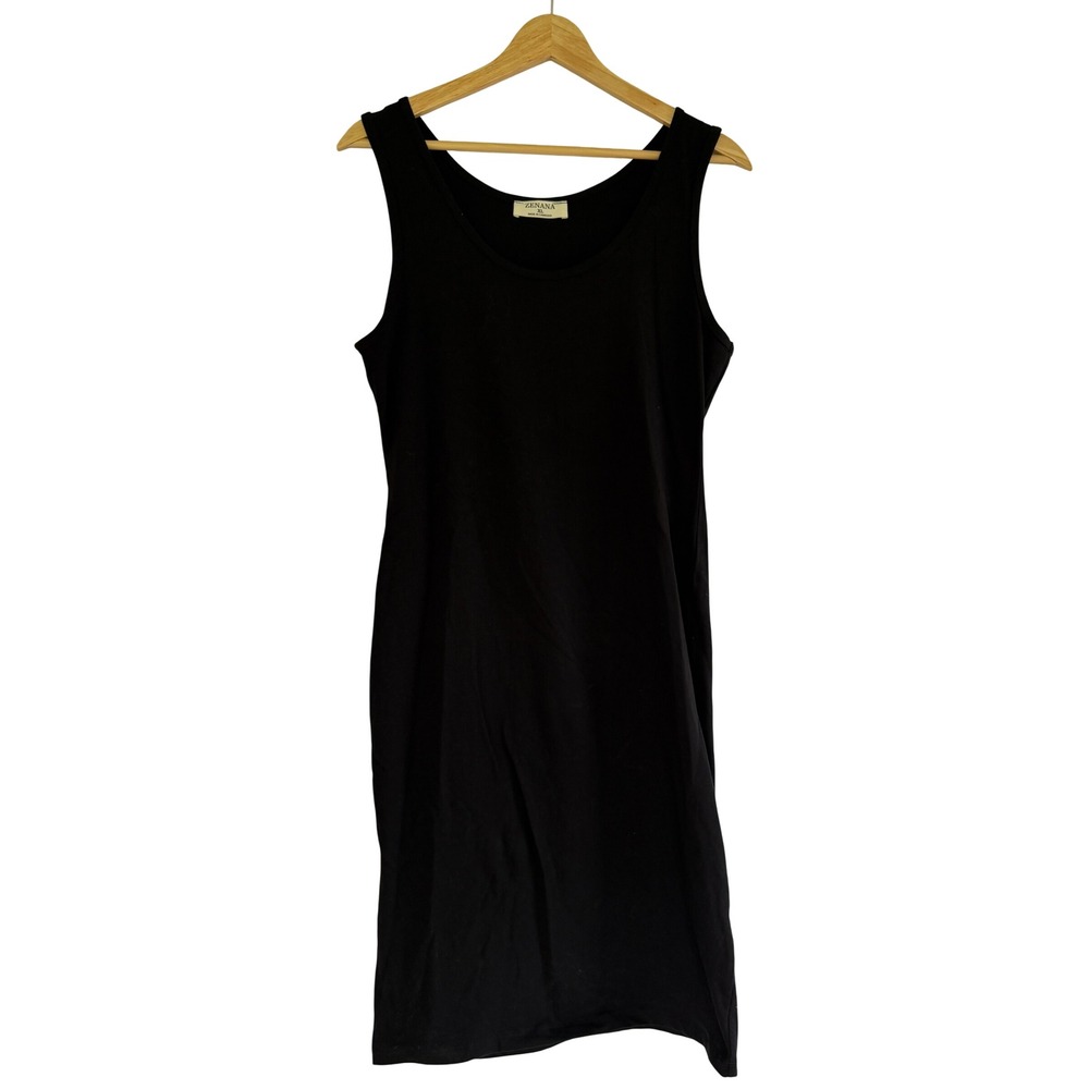 Zenana Womens Black Sleeveless Scoop Neck Midi Tank Dress CS-4277AB XL